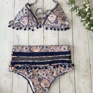 Floral High Waisted Swimsuit Bikini
